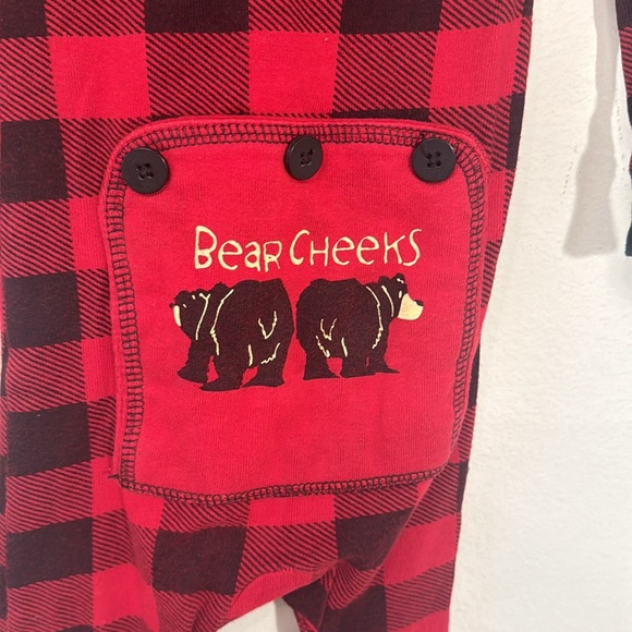 Lazy one Infant Bear Cheek Flapjacks Red Plaid PJ’s Size 18 Months Cotton EUC - Picture 6 of 6